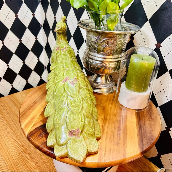 Vintage Peacock Sculpture Gorgeous Glaze– 15” Long, 10” High - Picture 8 of 17